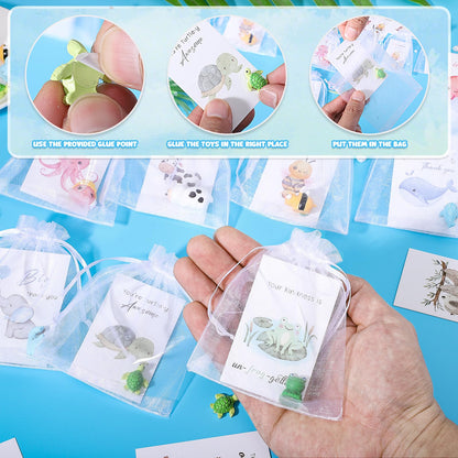 BESARME 50 Set Employee Appreciation Gifts Bulk, Appreciation Gifts for Coworkers Staff Thank You Gift Resin Animal Gift Set with Inspirational Note Cards