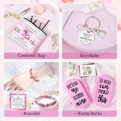 ShinnyWis 21st Birthday Gifts for Women Her,Happy 21st Birthday Basket Gifts Box for Her Daughter Sister Girlfriend,Tumblers Gifts Set for 21 Year Old Women,Funny 21 Birthday Gifts Ideas