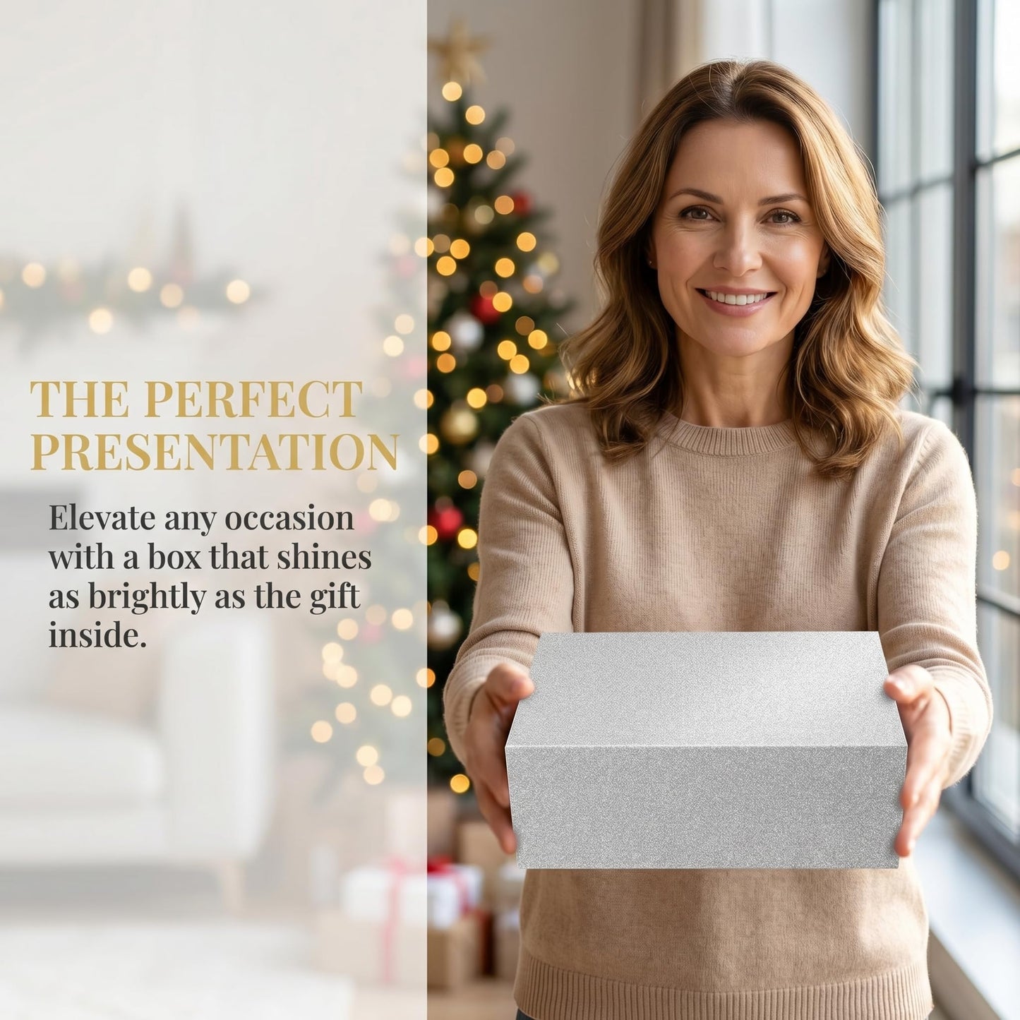 LumyHavver Elegant Silvery Gift Box Perfect for Commemorative Gifts, Groomsmen Gifts, and All Occasions