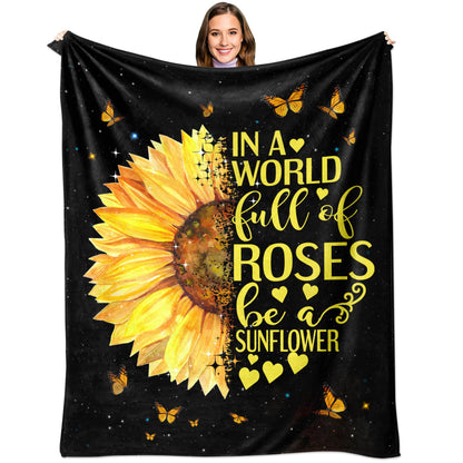 Sunflower Gifts for Women, Birthday Gifts for Sunflower Lovers, Inspirational/Get Well Soon Gift for Women, Sunflowers Gift for Her Throw Blanket 60" x 50", Sunshine Presents for Woman/Girls/Friend