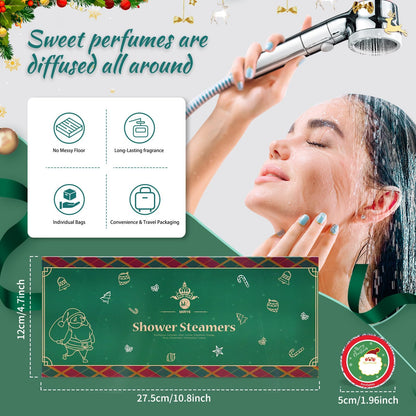 10 Pcs Shower Steamers Aromatherapy, Christmas SPA Gifts Birthday Gifts White Elephant Shower Bombs with Essential Oils Relaxation Home SPA, Self Care Christmas Stocking Stuffers for Women Men