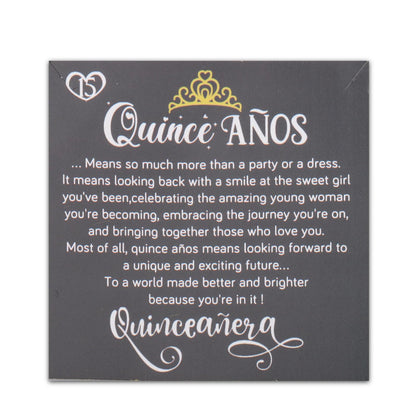 FEELMEM Quinceanera 15 Quince Anos Princess Crown Charm Bracelet Happy 15th Birthday Gift