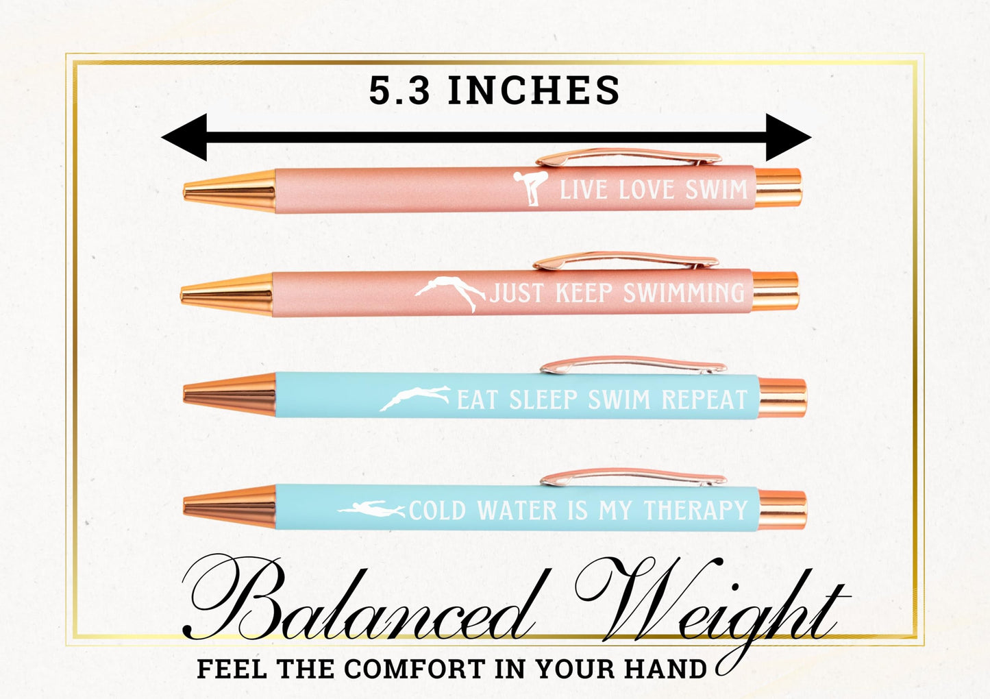 InnoBeta Swimming Gifts Ballpoint Pen Set of 4, Gifts for Swimmers on Birthday and Christmas