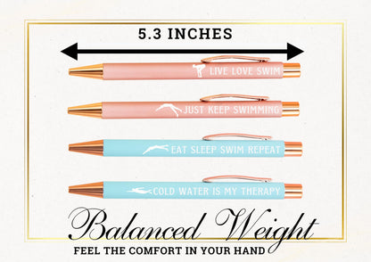 InnoBeta Swimming Gifts Ballpoint Pen Set of 4, Gifts for Swimmers on Birthday and Christmas