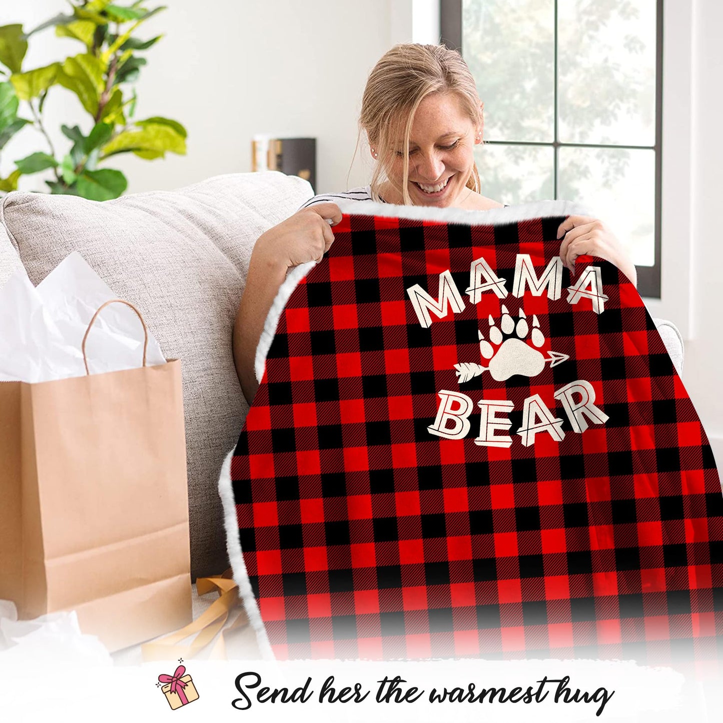 Vprintes Mama Bear Wearable Blanket Hoodie - Gifts for Mom - Mothers Day Gifts for Wife from Husband - Mom Birthday Gift Ideas