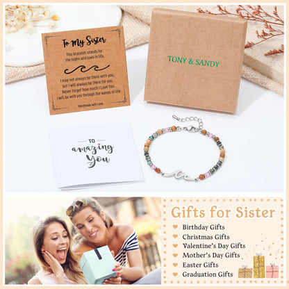 TONY & SANDY Friend Gifts for Women, Unique Birthday Gifts for Women, Sister Gift from Sister, Wave Bracelet, Christmas Graduation Mothers Day Gift for Her, Bestie Friendship Bracelets