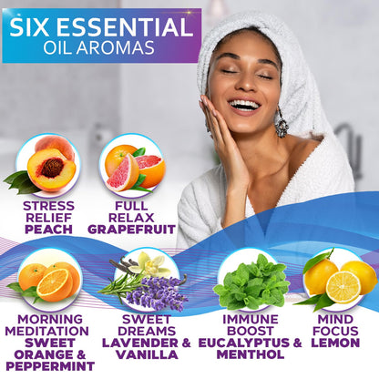 Aromatherapy Shower Steamers Gift Set, Six Fizzies - Uplifting, Relaxing, Stress Relief Scents for Women and Men - Self Care Home Spa Experience - Christmas Day Stocking Stuffers and Relaxation Gifts