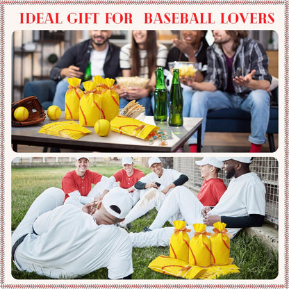 SilTriangle 50 Pcs Softball Party Gift Bags for Team Girls Plastic Softball Snack Bag Goodie Bags with Drawstring for Daughter's Game Party Supplies