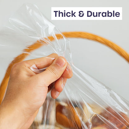 volila Large Cellophane Bags for Gift Baskets - 10 Pack (30 in x 40 in) Clear Gift Wrap for Gift Baskets, Floristry, Party Favors and Food Packaging