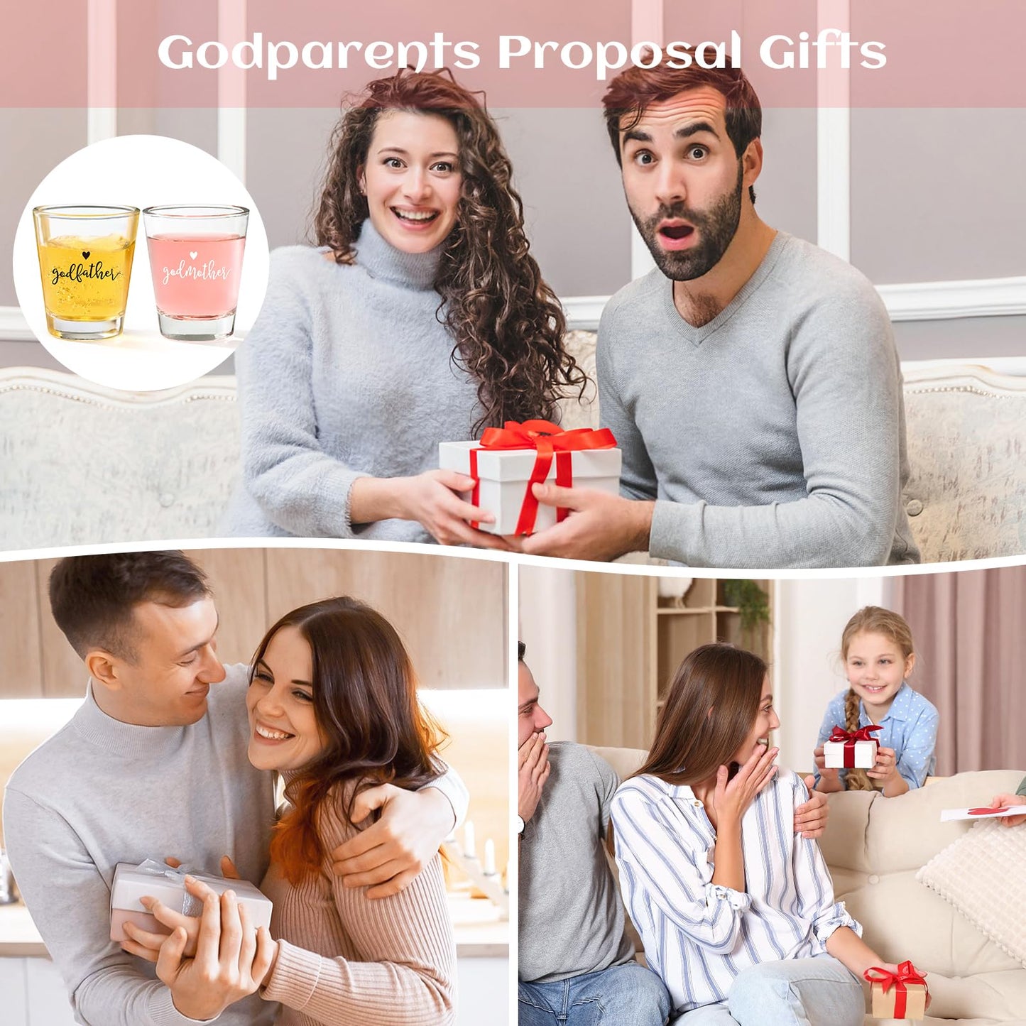 Futtumy Godparents Proposal Gift, 2 OZ Godfather Godmother Shot Glasses Set of 2, Godmother Proposal Gifts, Mother's Day Father's Day Birthday Christmas Baptism Gifts for Godparents from Godchild