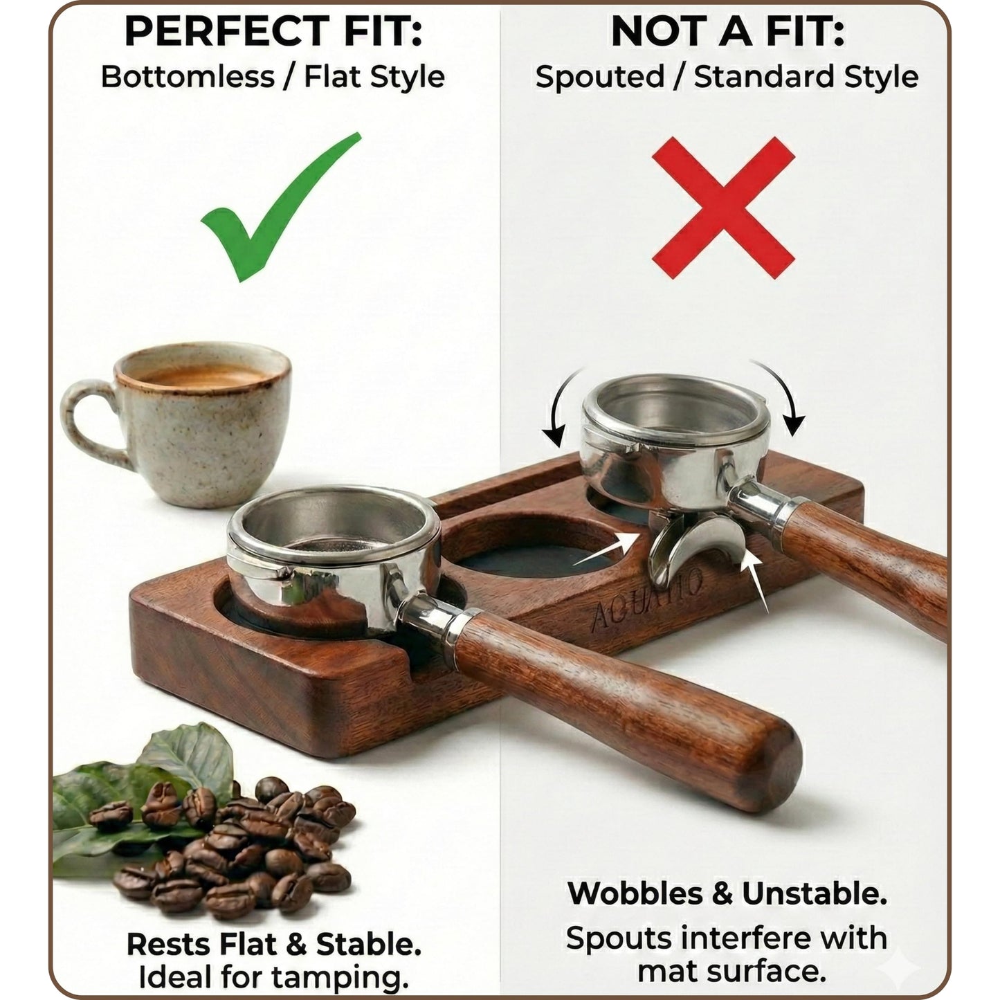 51-58 mm Compact Espresso Tamping Mat - Wooden Coffee Tamping Station - Gift for Espresso Lovers, Accessories for Baristas