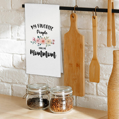 Mommom Grandma Kitchen Towels, My Favorite People Call Me Mommom Gifts for Grandma Birthday Christmas Mother's Day Mom,Floral Hand Towels Decor for Bathroom,Rustic Dish Tea Towel Home 16x24in