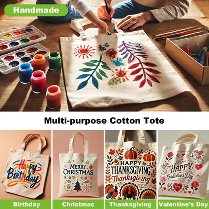 RAINFLOW Canvas Tote Bag - 4 PCS Cotton Canvas Reusable Grocery Shopping Blank Tote Bag with Handles for Crafts DIY, Gift, Advertising Promotion Activity
