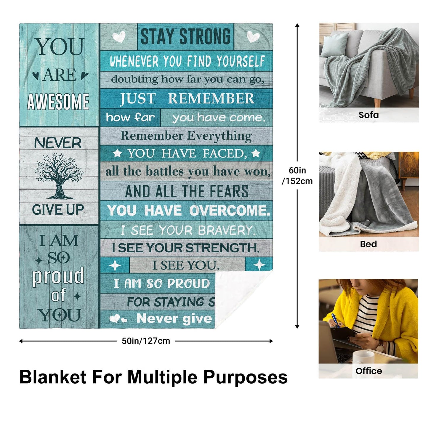 Sobriety Gifts for Women/Men Blanket 60"X50", Addiction Recovery Gifts, 1/10 Year Sobriety Gifts