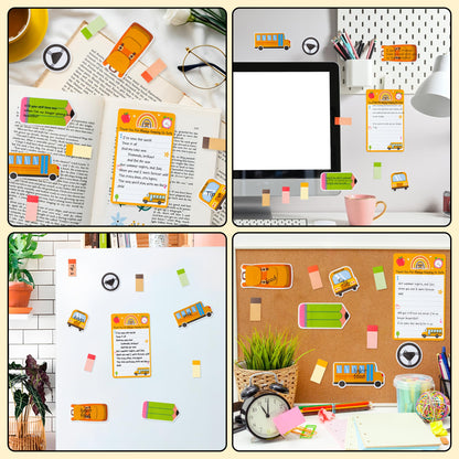 Xqumoi Best Bus Driver Sticky Notes Set - School Bus Pencil Shaped Self-Stick Note Pads Teacher Appreciation Thank You Gift Writing Memo Pad Page Marker Back to School Office Party Favors Supplies