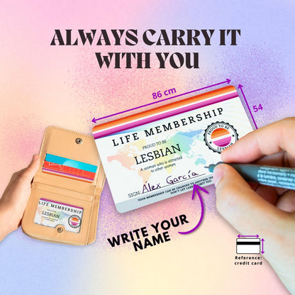 Lesbian Pride Membership Card, Write Your Own Name Identity ID Badge, LGBTQ+ Pride Accessories & Inclusivity Gift in Ready to Gift Packaging, Durable PVC Rainbow Card, Designed & Handmade