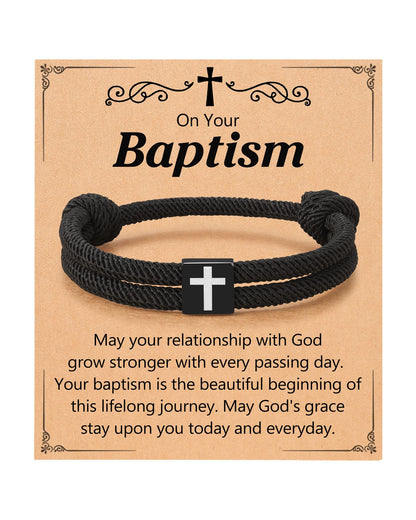 UNGENT THEM Cross Braided Rope Bracelet for Men Teen Boys, Easter Christian Baptism Confirmation Christmas Valentines Graduation Gifts Ideas