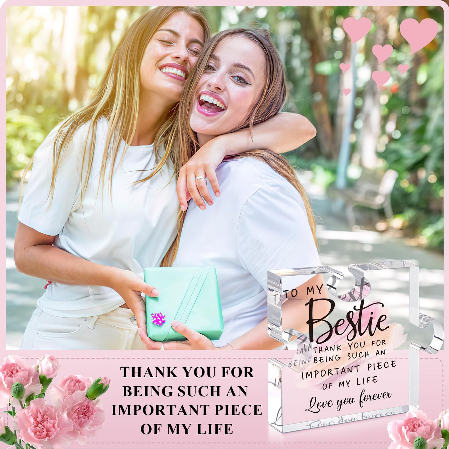 Bestie Gifts for Women Friendship - 0.6" Thickness Acrylic Puzzle & Gift Box,Gifts for Friends Female,Friend Keepsake for Women Birthday,Bff Soul Sister Work Bestie Gift for Thankgiving Present