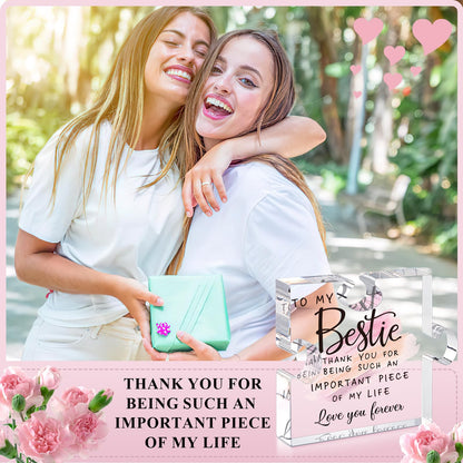 Bestie Gifts for Women Friendship - 0.6" Thickness Acrylic Puzzle & Gift Box,Gifts for Friends Female,Friend Keepsake for Women Birthday,Bff Soul Sister Work Bestie Gift for Thankgiving Present