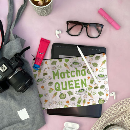 MAOFAED Matcha Gift Matcha Queen Cosmetics Bag For Women Matcha Lover Gift Tee Enthusiast Gift Zipper Pouch (matcha queen)