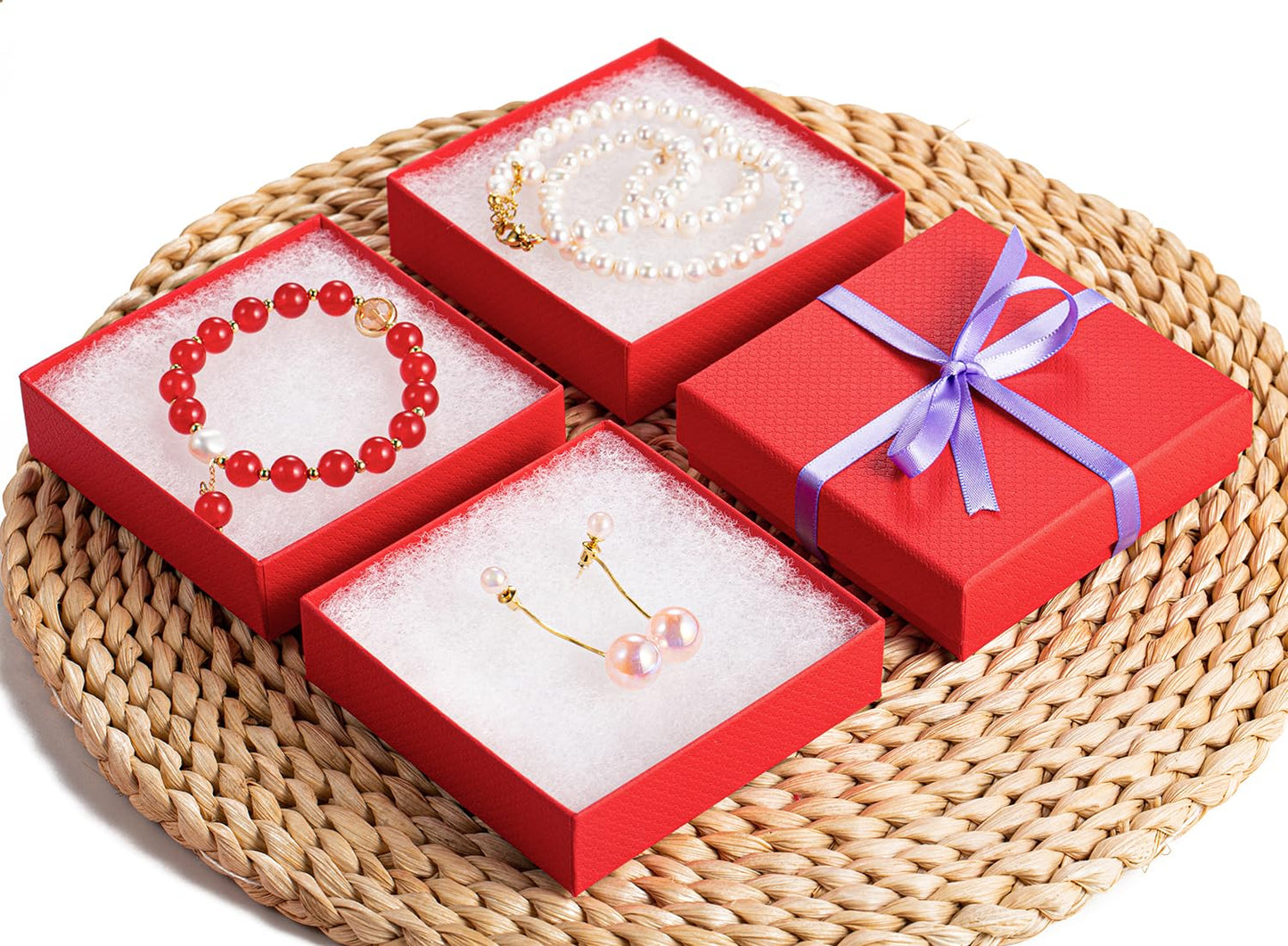 GEFTOL Jewelry Gift Boxes 20 Pack 3.5x3.5x1 Inch Cardboard Jewelry Boxes,Small Gift Boxes for Jewelry Earrings Necklaces Handmade Bangles Bracelets(Red)