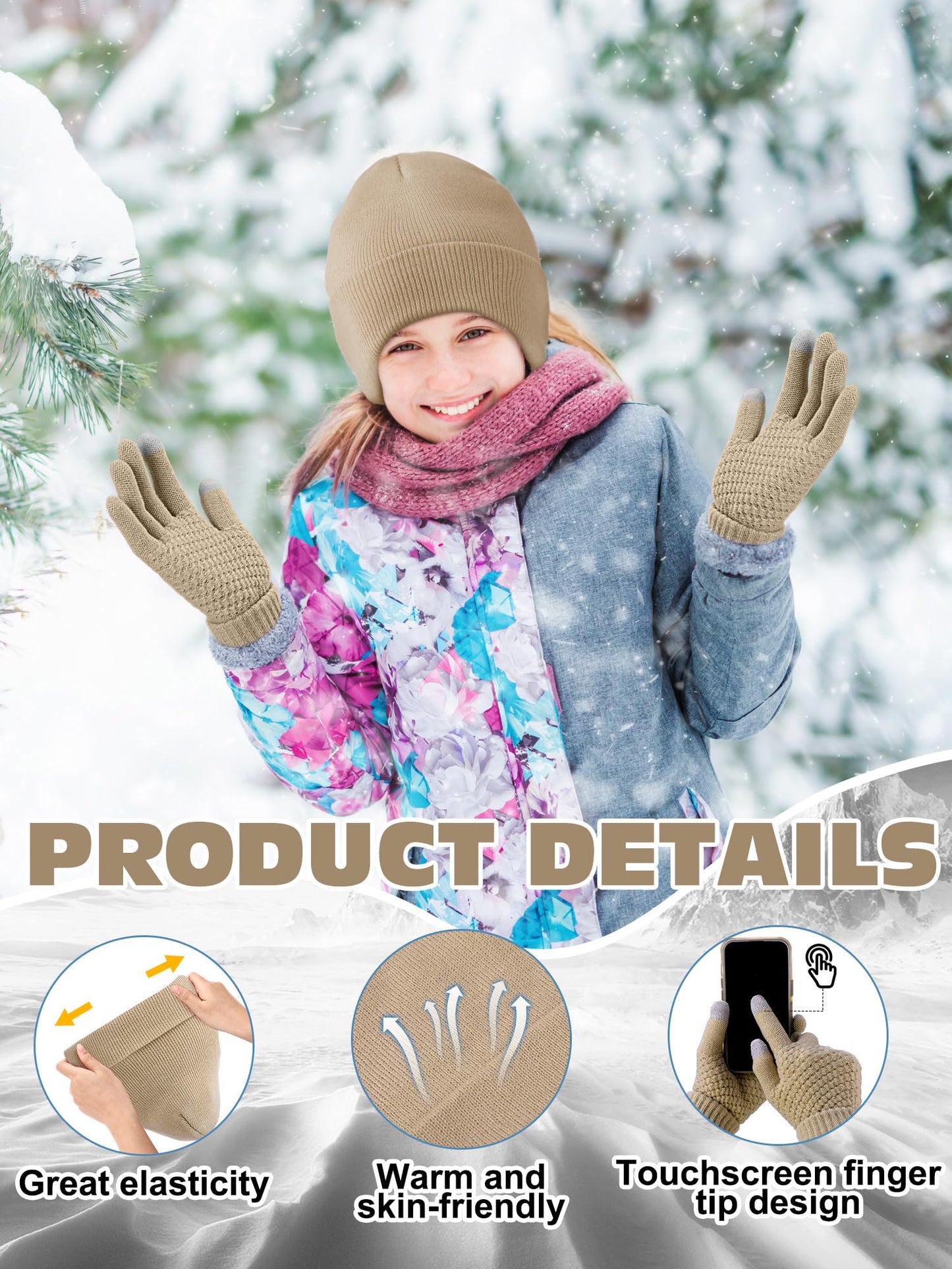 Teenyyou 5 Pcs Winter Gift Set for Woman Hat Gloves Fuzzy Crew Socks 12 oz Coffee Mug Gift Box with Lids Birthday Women Gift