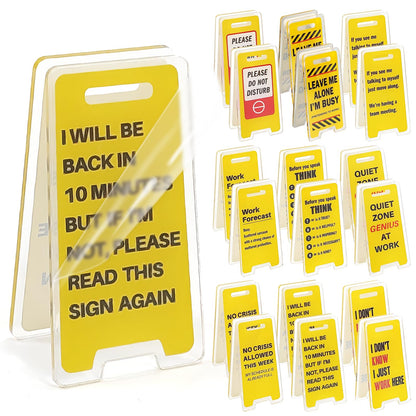 Funny Office Desk Signs 18 Pack – Mini Acrylic Message Holders, Desk Decor & Gag Gifts for Coworkers, Boss & White Elephant