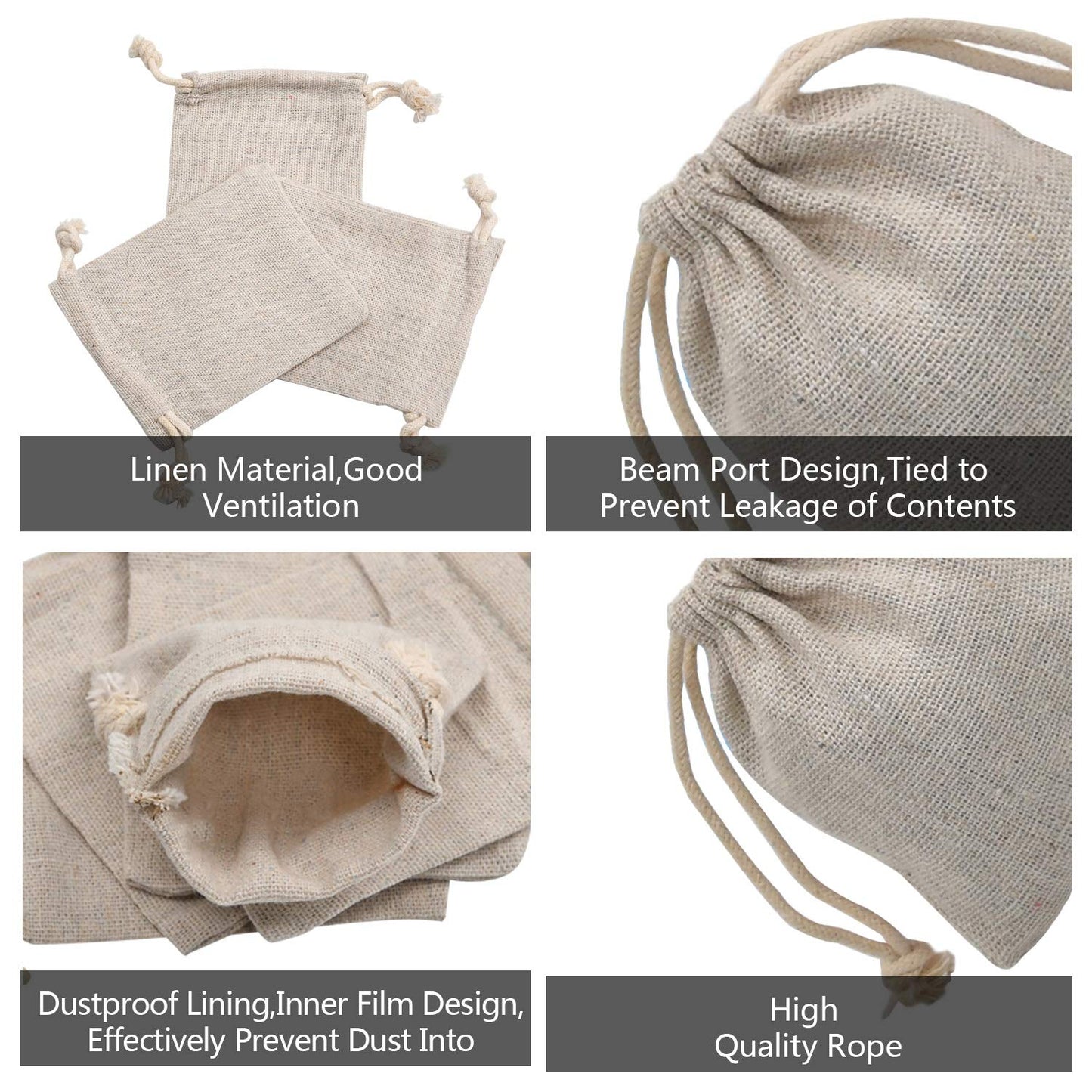 calary 5x6.9 Inch Double Canvas Drawstring Bag Cotton Pouch Gift Sachet Bags Muslin Bag Reusable Tea Bag (25pcs)