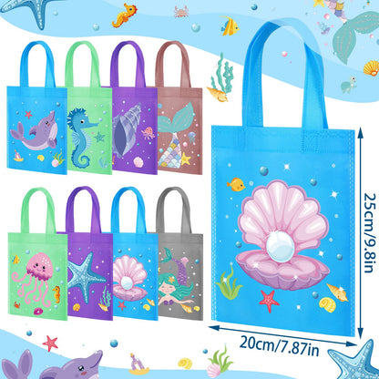 Ferraycle 36 Pcs Mermaid Party Favors Bags, Under The Sea Goodie Bags for Girls Birthday, Ocean Sea Animal Treat Pouches, Mermaid Birthday Party Supplies