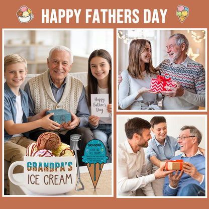 Grandpa Gifts for Fathers Day - Ideal Father's Day Birthday Gifts for Grandpa Grandfather from Granddaughter Grandkids, Grandpa's Ice Cream Bowl with Shovel Set Present Father's Day Xmas