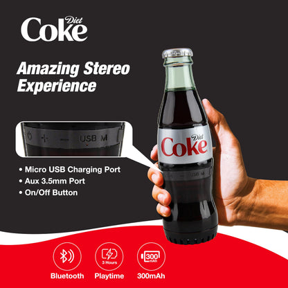 Official Diet Coke Bottle Shaped Bluetooth Speaker – Portable Wireless Speaker with Bluetooth 5.0, Deep Bass, AUX Input, Long Battery Life – Loud HD Sound for Home, Travel, Party & Outdoor Use