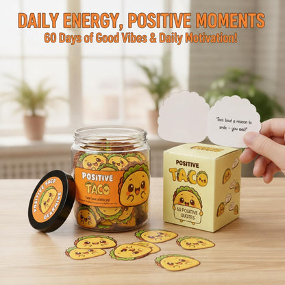 DEARMINE Positive Taco Jar – 60 Affirmation Cards Emotional Support Taco Gift for Taco Lovers, Birthday Gifts for Women