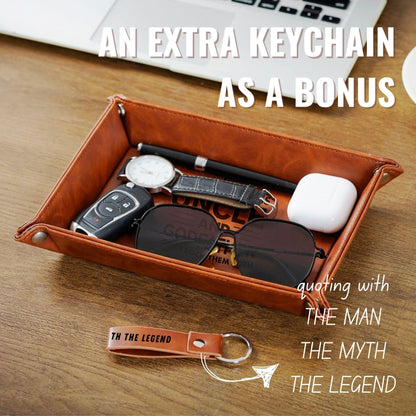 INNObeta Godfather Gifts Valet Tray, Desktop Storage Organizer PU Leather Bedside Tray Key Coin Holder for Godfather, Perfect for Birthday, Christmas Father's Day - I Have 2 Titles