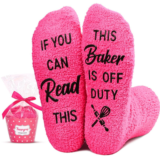 HAPPYPOP Baker Gifts for Women - Pastry Socks 'Lets Get Baked', Baking Socks for Women