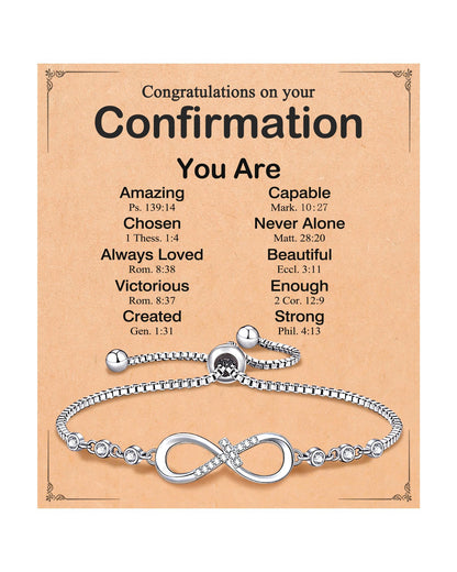 Eryuor Confirmation Baptism Gifts-Love is Forever Infinity Cross Bracelet Christian Gifts for Women Teens