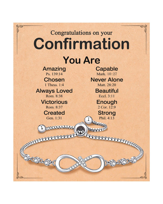 Eryuor Confirmation Baptism Gifts-Love is Forever Infinity Cross Bracelet Christian Gifts for Women Teens
