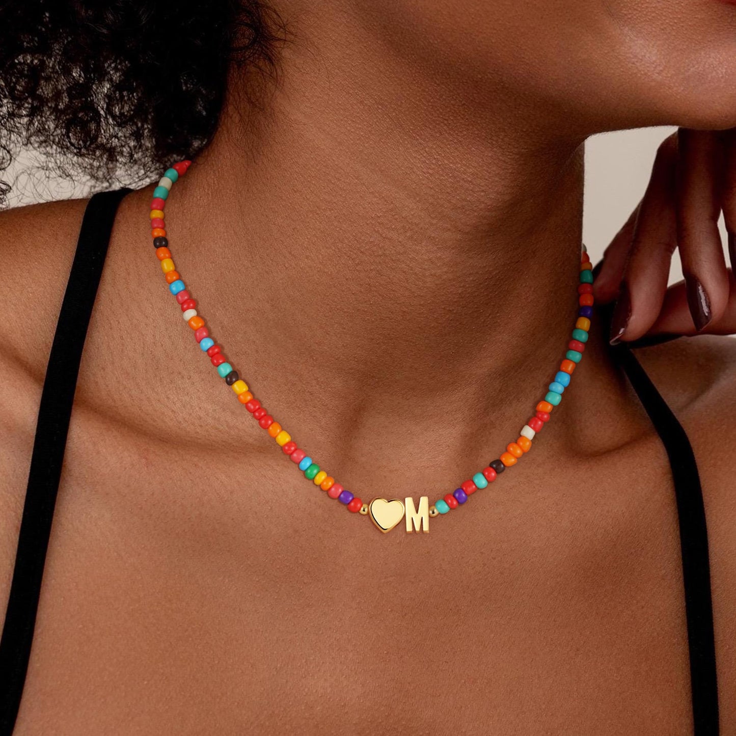 Colorful Initial Necklaces for Girls Women - Beaded Initial Necklace Teen Girl Gifts Trendy Stuff Dainty Bohemian Letter Necklace Personalized Gifts for Girls Women Jewelry