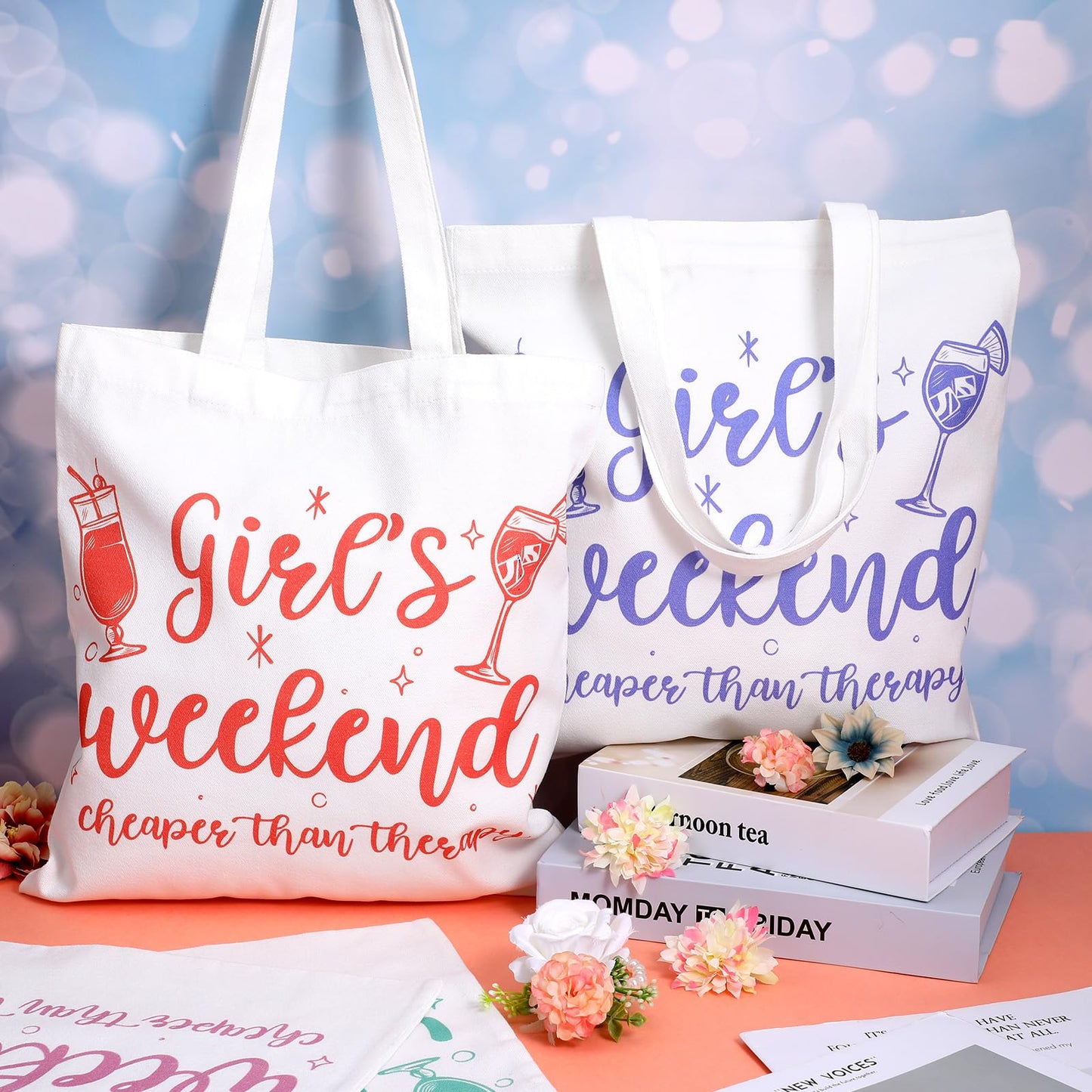 8 Pcs Christmas Girls Weekend Gifts for Women 4 Girls Trip Makeup Bag 4 Weekend Tote Bag Friend Trip Gifts Vacation Bestie Friendship Favors Summer Cosmetic Zipper Goodie Pouch (Classic Color)