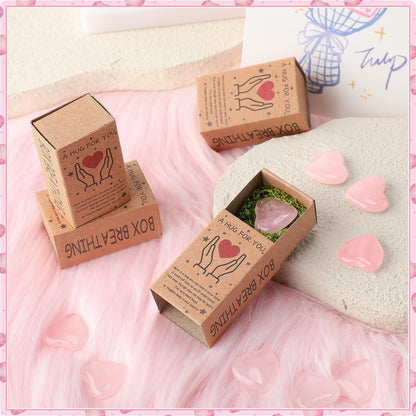 Landical 50 Sets 2026 Graduation Pocket Hug Token Gifts Bulk Little Heart Rocks Small Crystal Heart Stones Bulk with Boxes for Birthday Party Colleagues Family Celebration of Life Gifts (Pink)