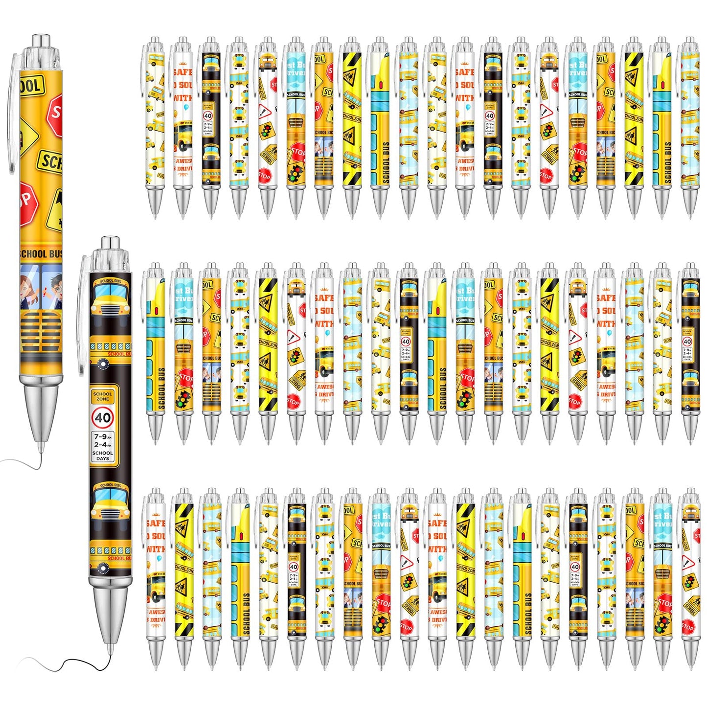 50 Pcs Bus Driver Pens Appreciation Gifts Bulk Funny Ballpoint Pens Motivational Inspirational Thank You Gift for Employee Coworker Student Office Supplies