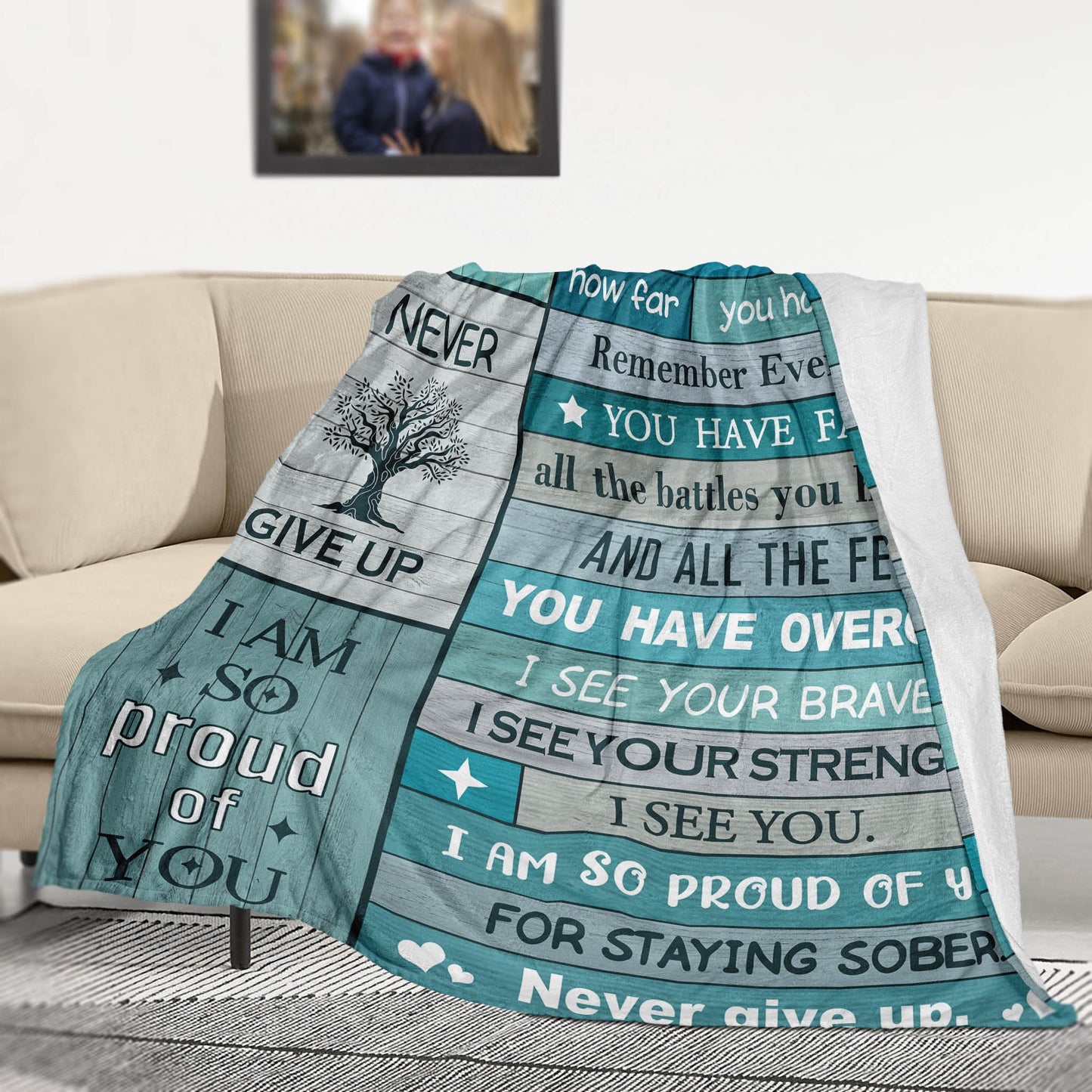 Sobriety Gifts for Women/Men Blanket 60"X50", Addiction Recovery Gifts, 1/10 Year Sobriety Gifts