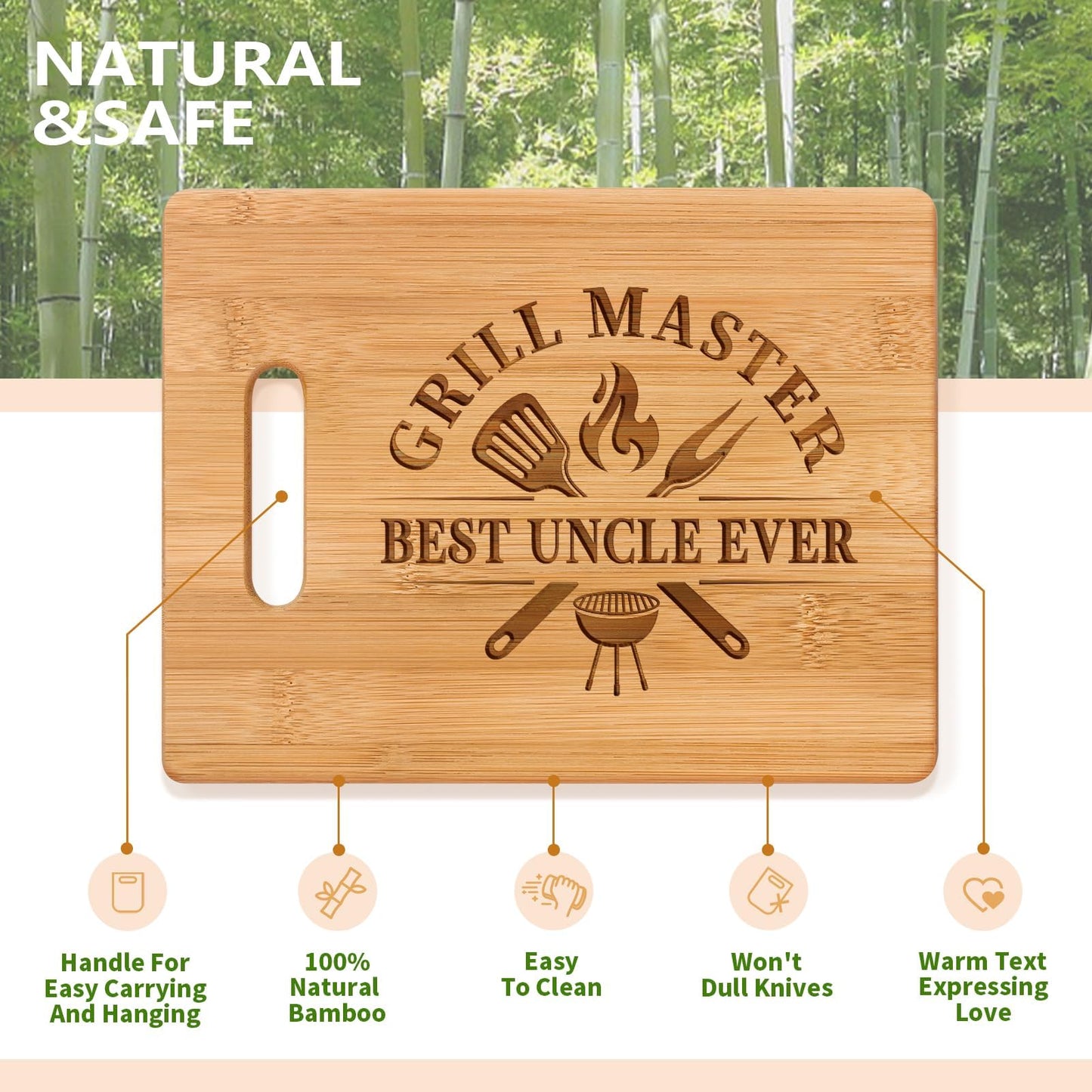 Uncle Gifts from Niece Nephew, Christmas Gifts for Uncle Birthday Valentine Father's Day Thanksgiving - Best Uncle Ever Unique Engraved Cutting Board