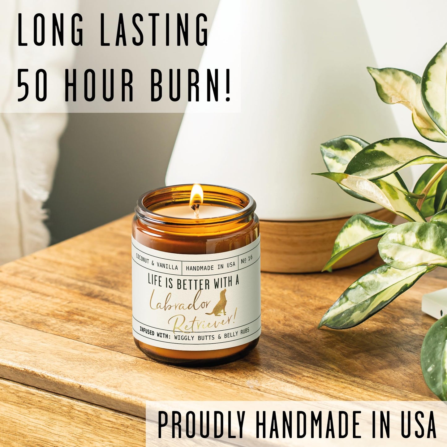 Labrador Retriever Gifts for Women - 'Life is Better with a Labrador Retriever' Candle, w/Vanilla, Coconut & Citrus - Infused w/Essential Oils I Decor I Long-Lasting 50Hr Burn I Made in the USA