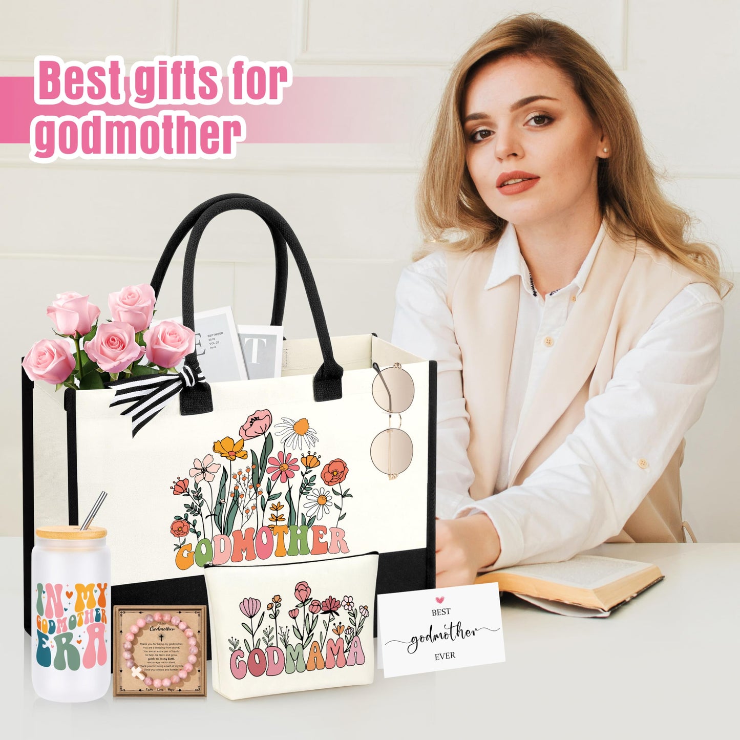 Godmother Proposal Gift, Will You Be My Godmother, Christmas Birthday Mothers Day Ideas Gifts for Godmom Basket Set of 7