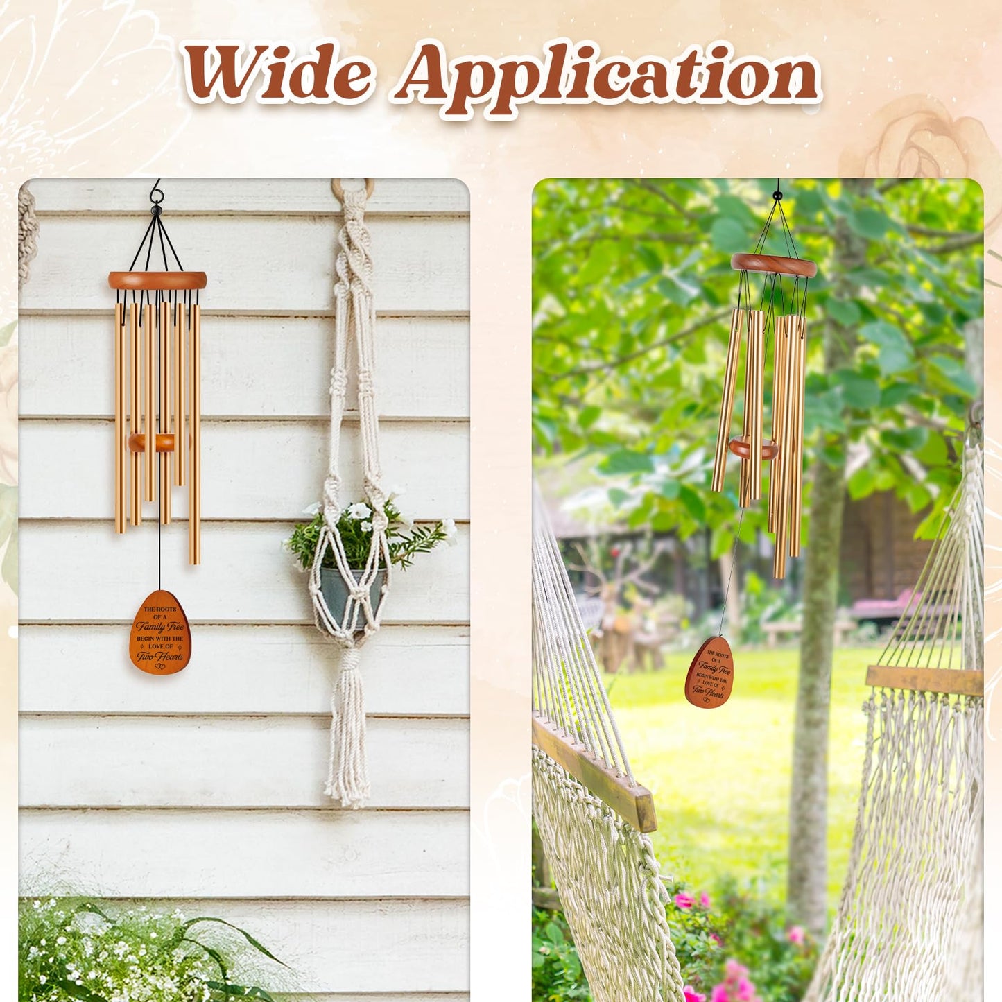 50th Anniverasry Wedding Gifts Wind Chimes, Anniversary Golden Gift for Couple, Wife, Husband, Romantic 50 Years Presents for Parents, Friends, Grandparents, Windchimes Decorations
