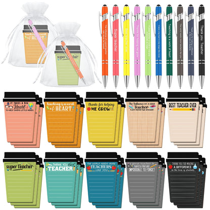 Kosiz 30 Set/90 Pcs Teacher Appreciation Gifts Bulk Coffee Cup Notepad Sticky Notes with Pen Organza Bag End of Year Teacher Gifts from Students Thank You Presents for Office School Classroom Supplies