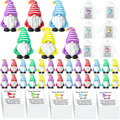 30 Sets Good Luck Gifts Bulk Include Mini Gnomes Figurines Blessing Cards Pocket Favors for Gift Stuffers Fillers to Hide and See Decor in Yard Landscape Indoor Fairy Garden DIY Crafts(Standing)
