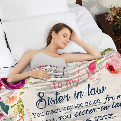 Sister-in-Law Gifts Blanket 60" x 50", Sister in Law Gifts for Women - Funny Present for Sisters Birthday Present Ideas Throw Blankets
