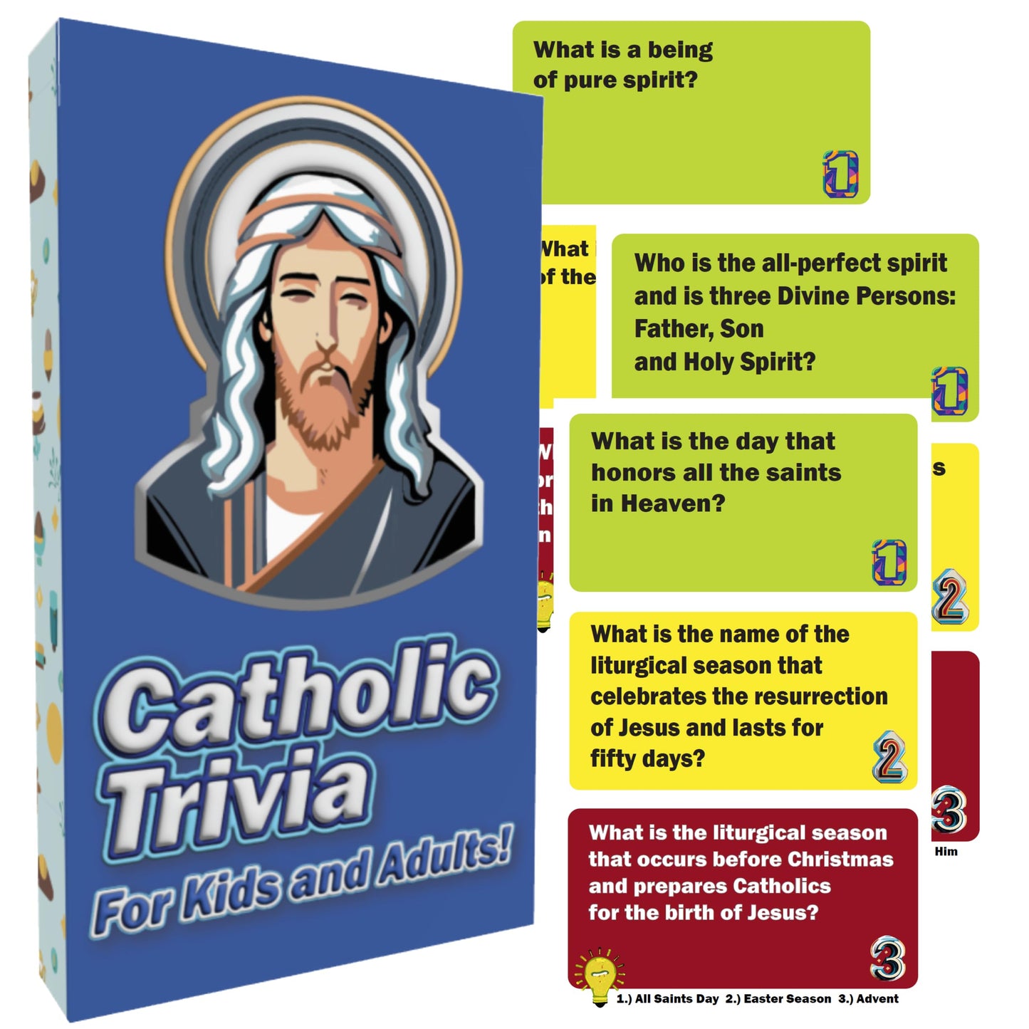 Catholic Gift for Kids & Teens – Family Faith Card Game | Catholic Trivia for Dinner Conversations, PSR Groups, Youth Groups, Religious Education