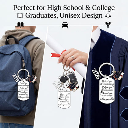 2026 Keychain - Personalized Stainless Steel Graduation Gift for Graduates with Charm of 2026
